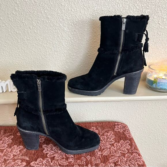 Frye Jen Shearling Short Waterproof Winter Boots Size 9 Black - Picture 15 of 15